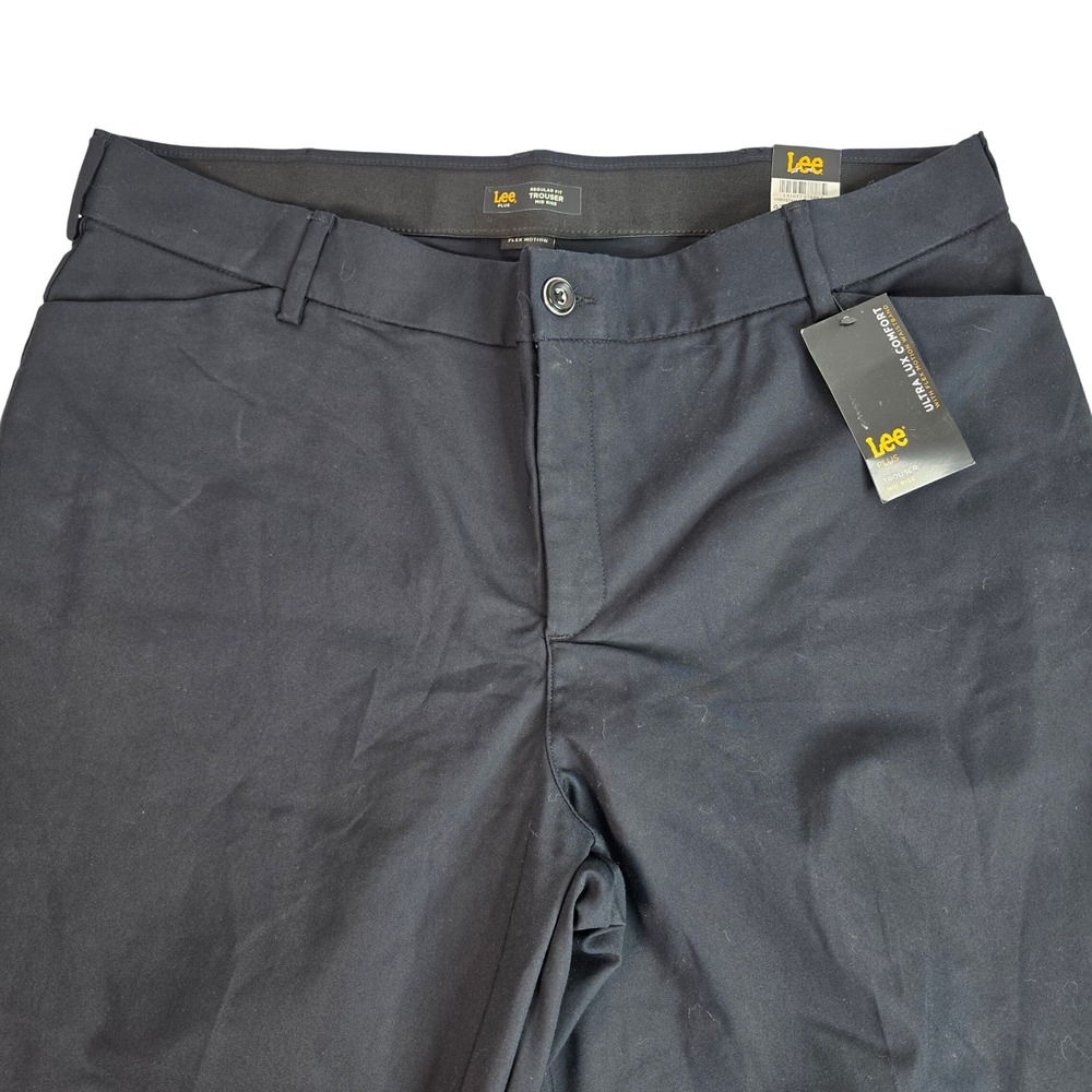 Lee Plus Ultra Lux Comfort Trouser Black Mid Rise Flex Motion 22W Medium New